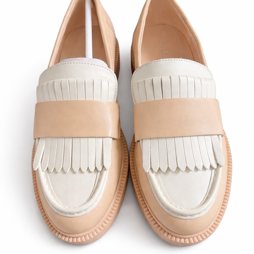 Marc Fisher Calixy Fringe Loafers Beige Cream Chunky Sole Size 5M